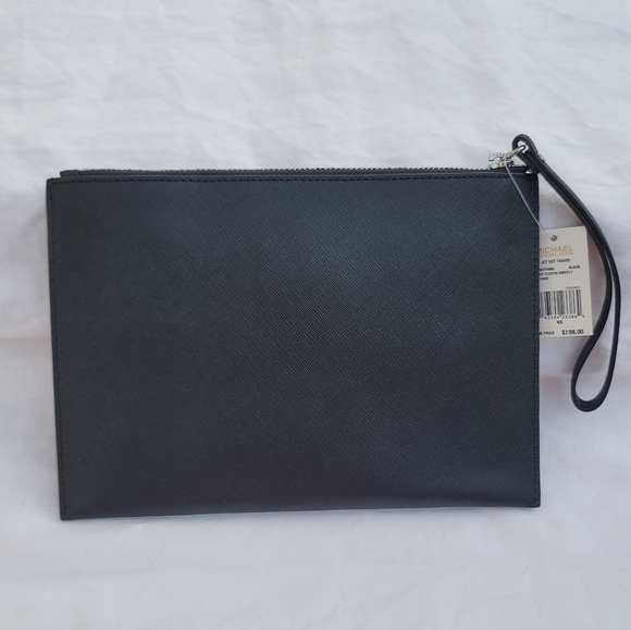 Michael Kors Black Signature Leather Zip Clutch Wristlet - Picture 3 of 6